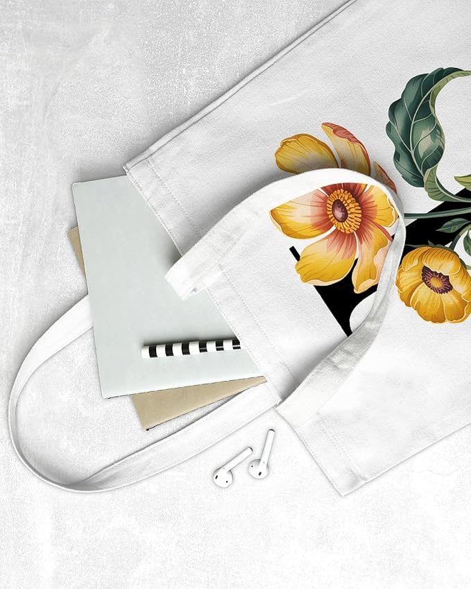 Canvas Tote Bag for Women Aesthetic Reusable Grocery Shoulder Bag for Shopping Work Travel Beach Teacher-05