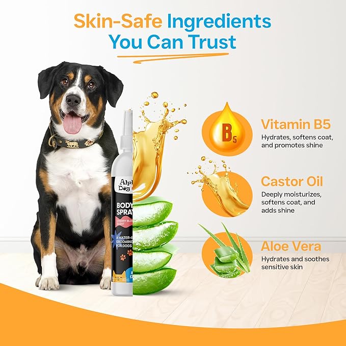 Alpha Dog Series Grooming Body Spray for Dogs & Cats – Long-Lasting Fragrance Deodorizing Mist with Aloe, Odor Eliminator, Alcohol-Free & Non-Toxic Pet Cologne - 8 fl. oz. (Cherry Blossom)