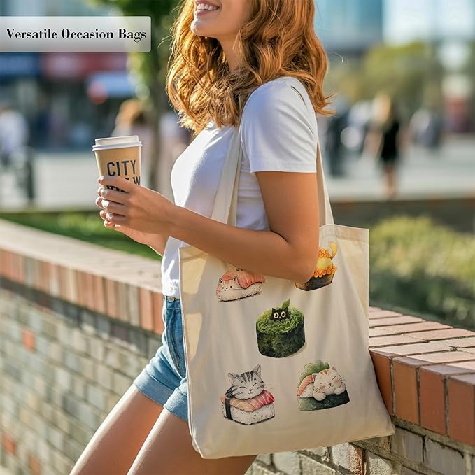 Pets Lover Gifts Tote Bag for Women, Dogs Cats Bee Aesthetic Canvas Bag with Inner Pocket