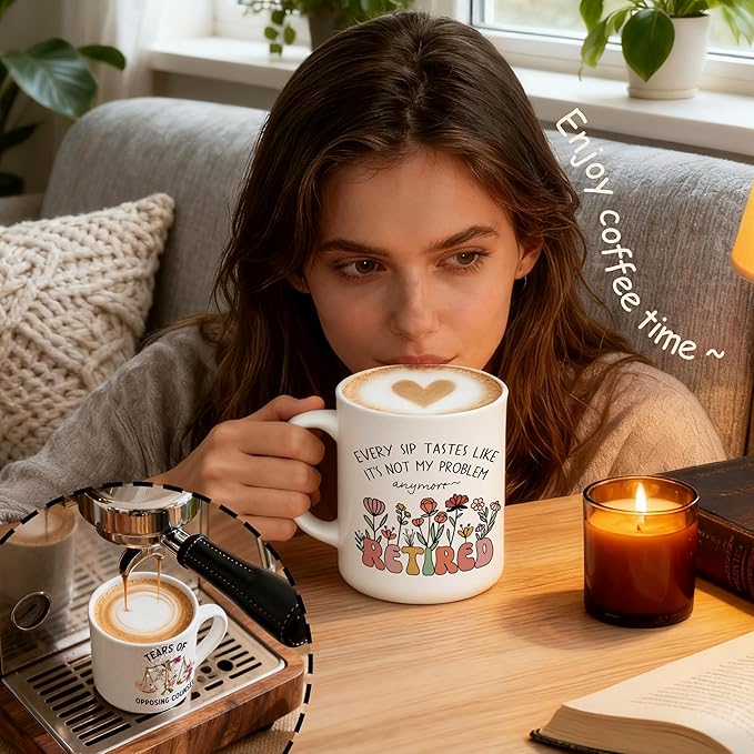 Floral Funny Retired Mug, Funny Retirement Gifts Coffee Cup, Retirement Retired Gifts for Woman, Every Sip Tastes Like It's Not My Problem Anymore Ceramic Coffee Mug 11 oz