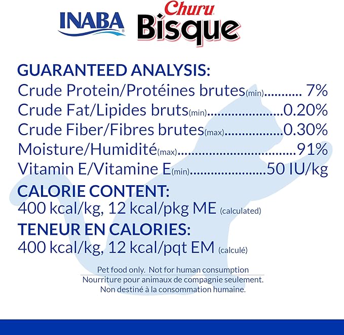 INABA Churu Bisque for Cats, Creamy Lickable Purée Side Dish with Vitamin E, 1 Ounce per Pouch, 15 Pouches, Tuna Variety Pack