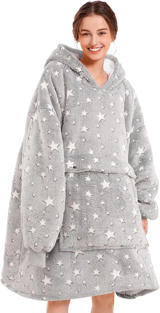 Narecte Cozy Oversized Blanket Hoodie Wearable Blanket Adults Soft Hooded Blanket Hoodie Birthday Gifts for Women Christmas