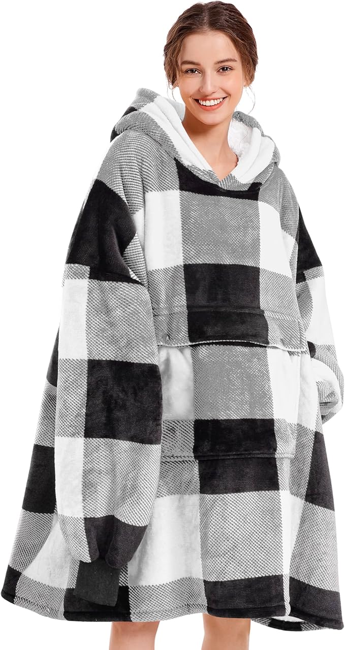 Narecte Cozy Oversized Blanket Hoodie Wearable Blanket Adults Soft Hooded Blanket Hoodie Birthday Gifts for Women Christmas
