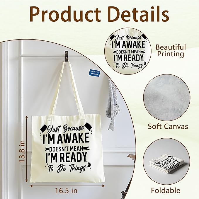Tote Bag For Women Man, Reusable Work Shopping Grocery Shoulder Bags