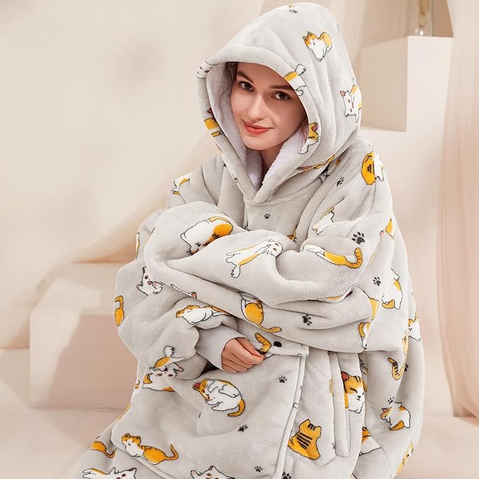 Narecte Cozy Oversized Blanket Hoodie Wearable Blanket Adults Soft Hooded Blanket Hoodie Birthday Gifts for Women Christmas
