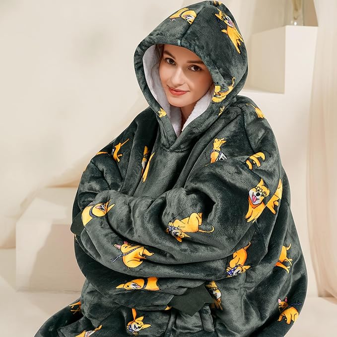 Narecte Cozy Oversized Blanket Hoodie Wearable Blanket Adults Soft Hooded Blanket Hoodie Birthday Gifts for Women Christmas