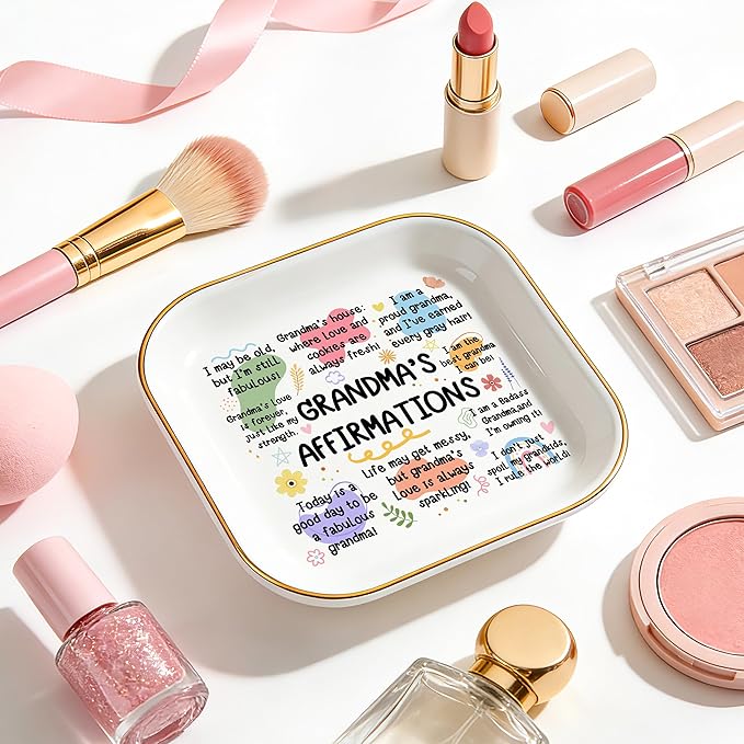 PUDDING CABIN Grandma Gift: Grandma's Affirmations Jewelry Dish - Today is a good day to be a fabulous Grandma! - Gifts for Grandma Mother’s Day, Birthday, Christmas & Wedding