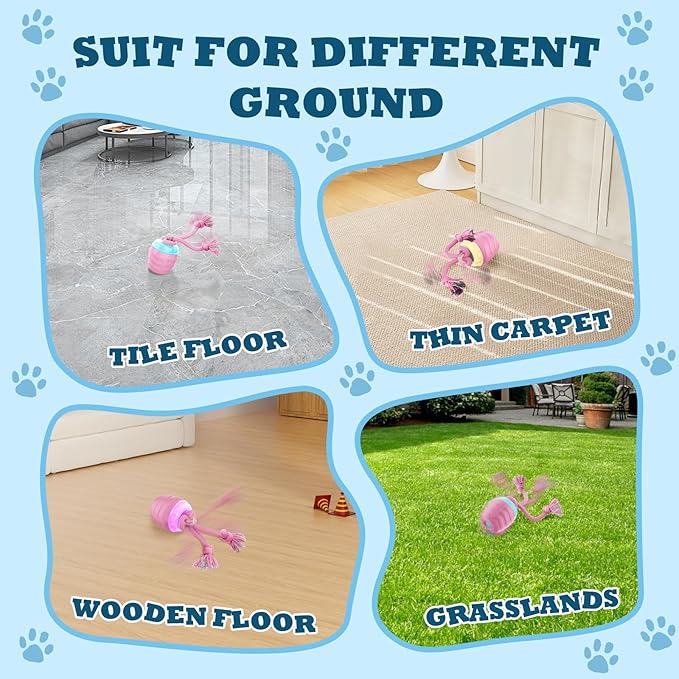 Interactive Dog Toys Ball - New Upgraded Chase Buddy Dog Toy for Small Dogs, Automatic Moving and Rolling Dogs Ball for Boredom, USB Rechargeable(Pink)