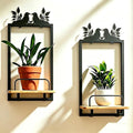 Shineled Wall Planter for Indoor Plants 2 Pack, Wall Mounted Plant Holder for Small Plants, Floating Wall Shelf for Plants, Real Oak Wood, Magnetic Animal Decor, Home Wall Decor (Bird)