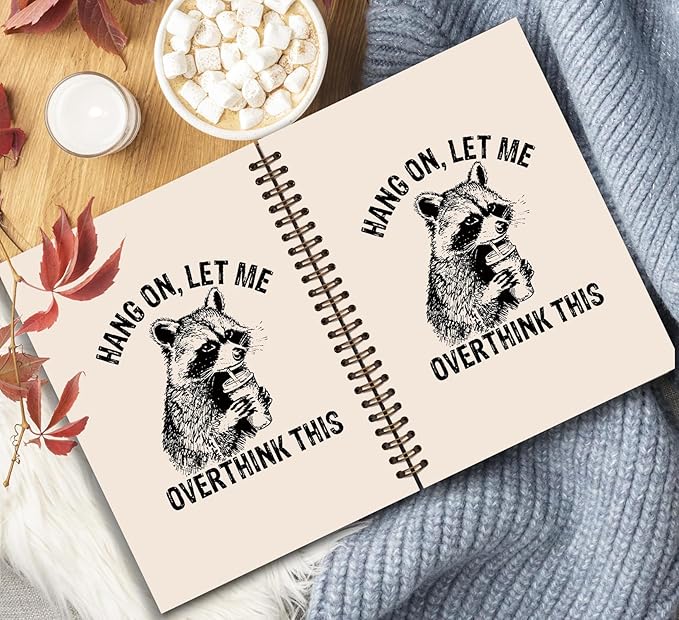 KDHTY Funny Raccoon Notebook,Funny Office Supplies,Office Spiral Hardcover Journal for Coworker Gitts,Raccoon Gift Cute Notebook for Women Lovers,5.5 x 8.3 Inches