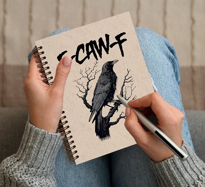 KDHTY Vintage Crow Notebook,Goth School Office supplies,Gothic Notebook Planner for Men,Black Gothic Notebook Spiral Journal Goth Gifts for Women,Back To School,5.5 x 8.3