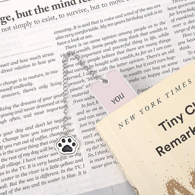 Cute Cat Bookmark, Zinc Alloy Kitten Paw Print Bookmarks Reading Gifts for Cat Lovers Funny Black Kitten Book Marks Animal Bookmark Gifts Book Accessories for Reading (Style B)