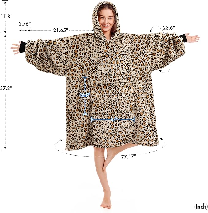 Narecte Cozy Oversized Blanket Hoodie Wearable Blanket Adults Soft Hooded Blanket Hoodie Birthday Gifts for Women Christmas