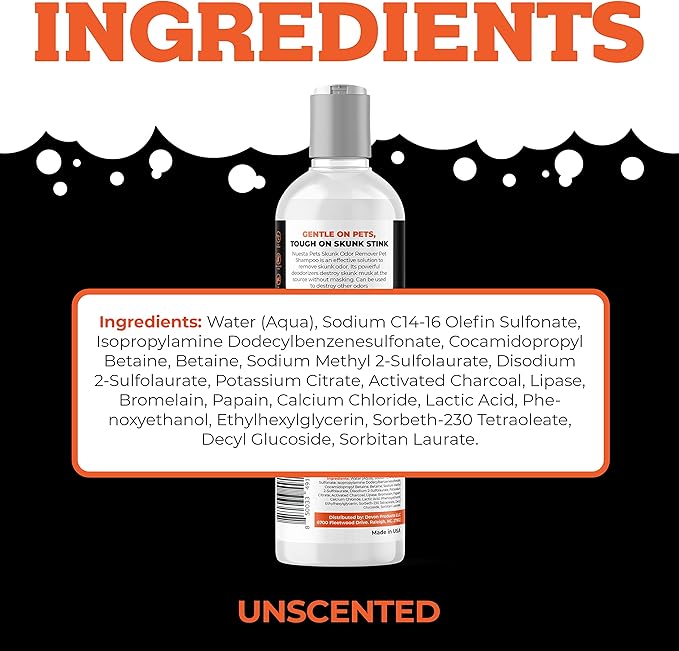 Pets Skunk Odor Remover Pet Shampoo (1 10 oz Bottle of Shampoo) | Stench Eliminator - Clean & Deodorize Dogs - Naturally Derived, pH Balanced - Safe and Gentle on Pets - Unscented