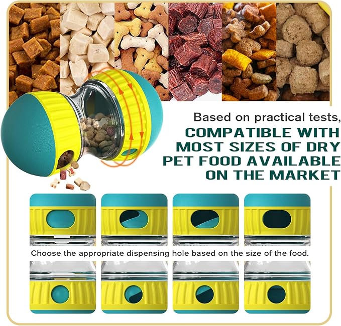 Adjustable Treat Dispensing Dog Toy - Tough Slow Feeder & Enrichment Training Toy for Small to Large Dogs - Green by BSISUERM