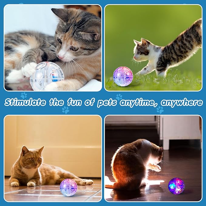 Sratte 2 Pcs Rechargeable Cat Ball Ghost Hunting Light up Cat Balls Toys Motion LED Motion Activated Flash Glowing Lighted Dog Interactive Toys Pet, Clear