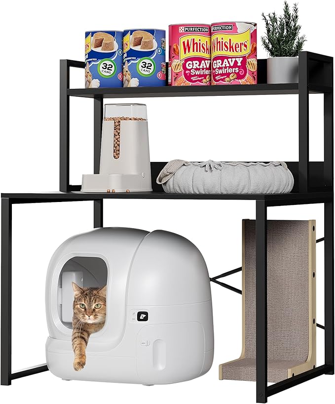 Large Self Cleaning Litter Box Table with Storage Shelf, Enclosed Hidden Cat Furniture for Large Litter Boxes, Space Saving Furniture for Cat Cage 42.1" H
