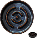 Ceramic 1.2 Cup Dog Bowl Slow Feeder for Medium and Small Dog, 7.3inch Pet Slow Dish, Pet Slow Dish, Stop Bloat, Preventing Choking(Single Bowl, Starry Sky)