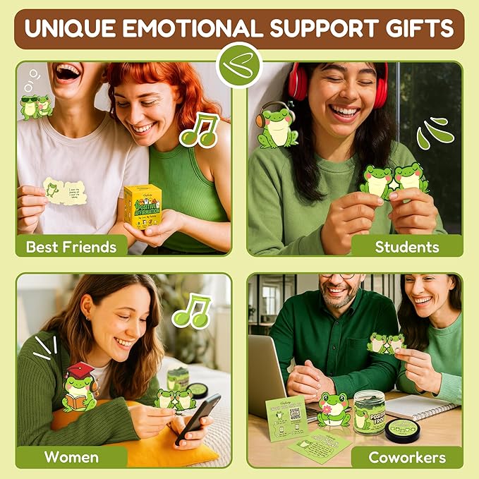 Stofinity Emotional Support Frog Gifts For Women - Jar Of Daily Affirmation Cards For Teens Friend, Cute Inspirational Cards Jar For Men Coworkers, Unique Gifts For Women Birthday, Christmas