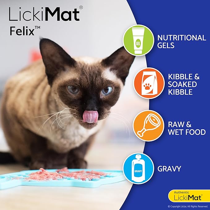 Lickimat Casper & Felix, Fish-Shaped Cat Slow Feeders Lick Mat, Boredom Anxiety Reducer; Perfect for Food, Treats and Anxiety Reduction. (Orange & Turquoise)