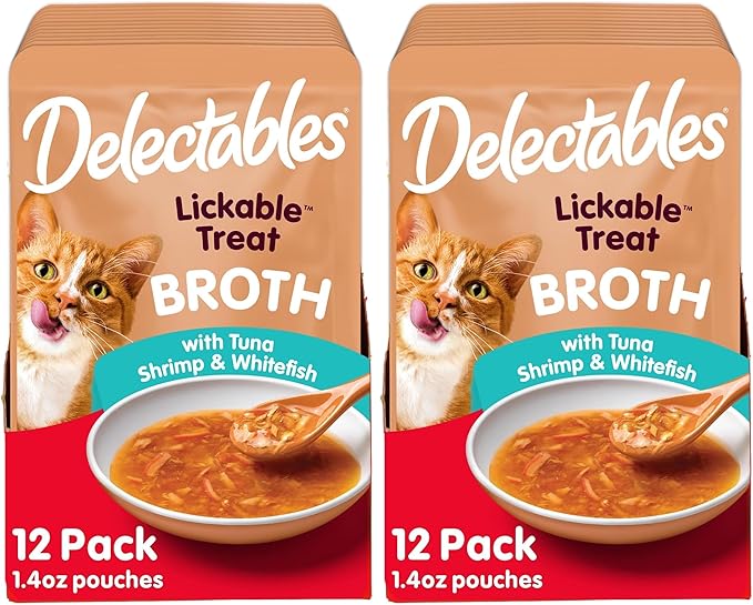 Delectables Hartz Savory Broths Variety Lickable Wet Cat Treats,(Pack of 24)