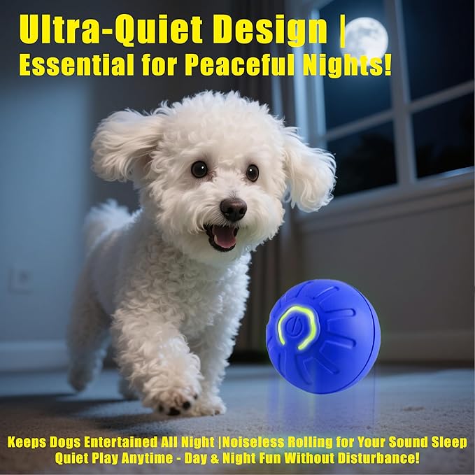 Interactive Self-Moving Pet Toy Ball - Motion-Activated Auto Rolling, Military-Grade Chew Resistant, USB-C Rechargeable for Small Dogs & Cats (Orange, Small) (Blue, Small)