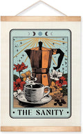 HEYJEEPER The Sanity Tarot Card Wall Art, 14x18inch Vintage CoffeePot and Floral Linen Poster,Boho Wall Hanging Decor for Kichen,Coffee Bar,Cafe Shop,or Office,Coffee Lovers Gift(The sanity)