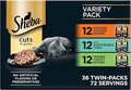 Sheba Perfect Portions Wet Cat Food Cuts in Gravy, Roasted Chicken, with Sustainable Tuna, Tender Turkey Entree, 2.6 oz. Twin-Pack Trays (36 Count, 72 Servings)
