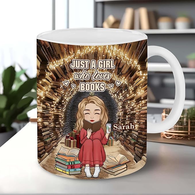 Personalized Book Lover Gifts - Book Lovers Gift For Bookworm, Readers, Librarians, Bookish - Hole In A Wall Mug - Bookish Gift For Friends, Women, Her