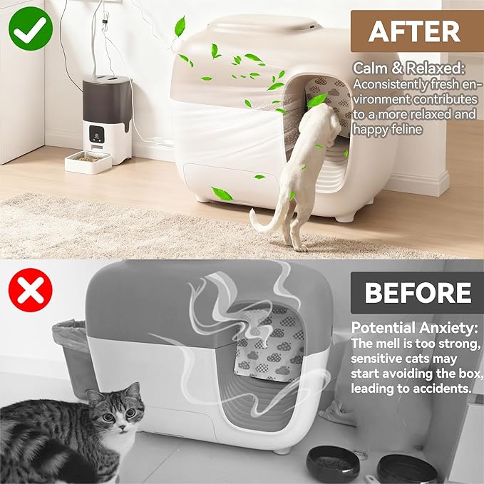 4-Pack Fragrance Box Deodorizer for Snow+ Automatic Cat Litter Box, Odors Remover Compatible with PetSnowy Self-Cleaning System, Grapefruit-Lemon