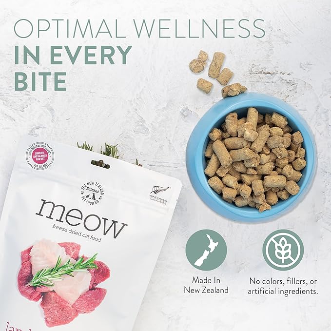 The New Zealand Natural Pet Food Co. Meow Freeze Dried Cat Food - Wild Venison Recipe, High Protein Treats, Meals & Toppers, Dry Cat Food, 9.9 oz