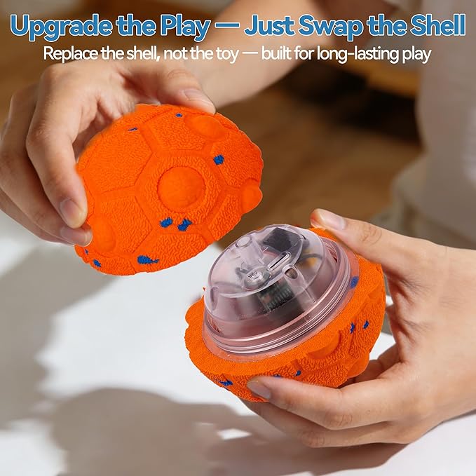 Newget Interactive Dog Toy Ball Replacement Shell, Chew-Resistant E-TPU Durable Cover for Medium & Large Dogs, Spare Outer for Smart Rolling & Bouncing Balls, Orange (No Ball Core)