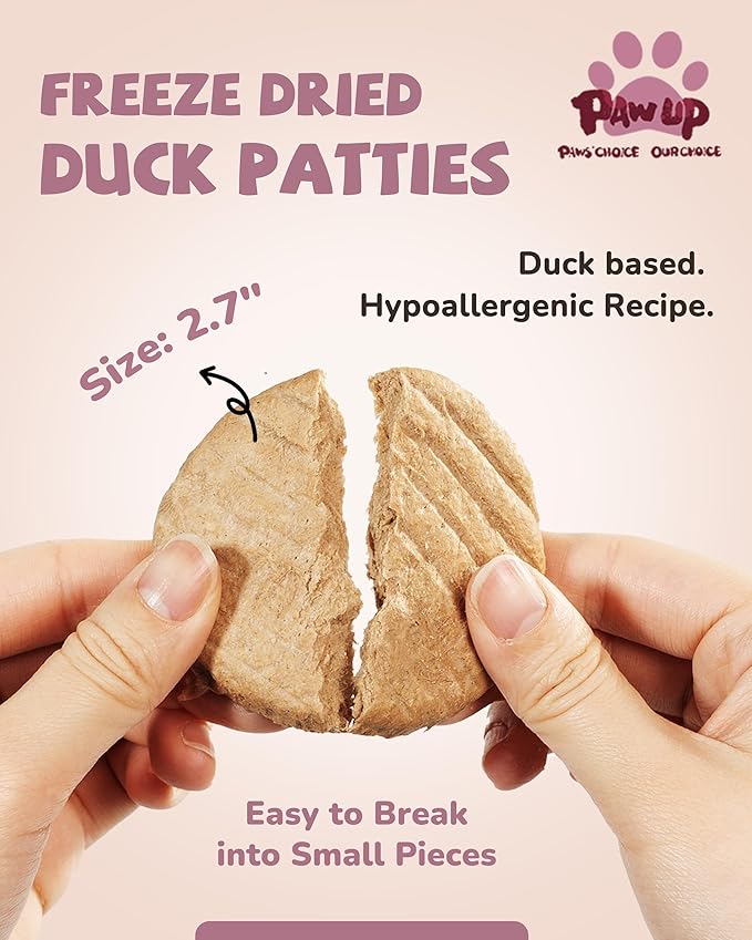 PAWUP Freeze Dried Duck Dog Treats & Food Topper, Limited Ingredient for Sensitive Stomach & Skin, High Protein Grain Free for Picky Eaters, Bulk Value Size 14 oz