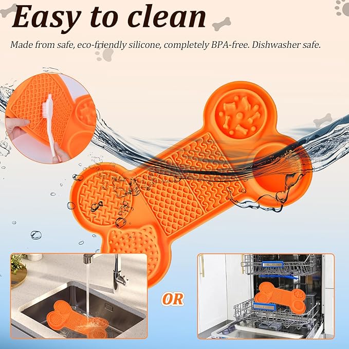 Silicone Slow Feeder Bowl, Lick Mat with Suction Cups for All Breed Dogs, Snuffle Feeding Mat for Bored Puppy Anxiety Relief, Licking Mat for Dry and Wet Food, Grey