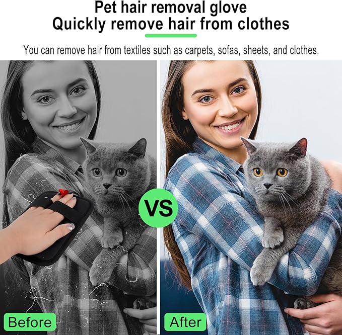Pet Hair Removal Glove, Magic Brush Pet Hair, Cat Comb, Washable Reusable Dogs Cats Hair Gloves for Furniture, Bed, Sheets, Couch, Clothes, Carpet, Car Seat, Pet Grooming, Curtain (1PCS)