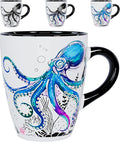 Color Changing Octopus Coffee Mug 12oz – Heat Sensitive Ceramic Cup with Ocean Reef & Coral Design, Coastal Beach Theme Mug, Unique Christmas Holiday Birthday Gift for Octopus Lovers, Men & Women