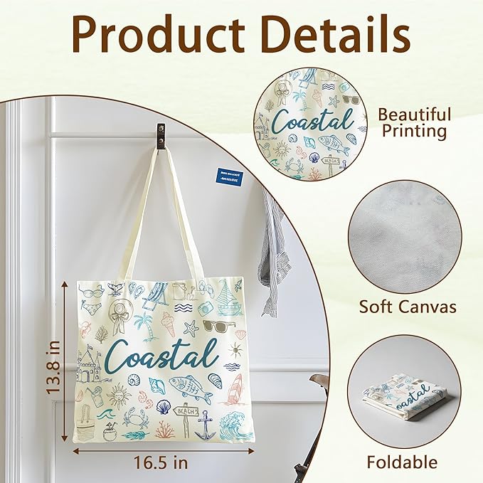 Tote Bag For Women Man, Reusable Work Shopping Grocery Shoulder Bags