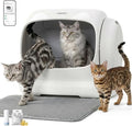 XXXL Automatic Cat Litter Box, Self Cleaning Litter Box for Multiple Cats, Anti-Pinch Safety Protection, Smart APP Control, Odor Control, Works with Clumping/Bentonite/Mineral Litter (Grey)