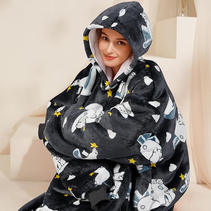 Narecte Cozy Oversized Blanket Hoodie Wearable Blanket Adults Soft Hooded Blanket Hoodie Birthday Gifts for Women Christmas