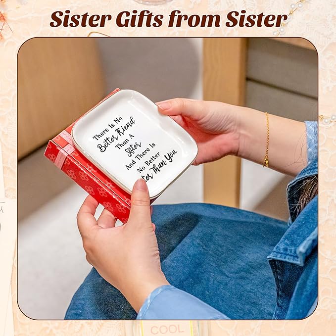 PUDDING CABIN Sister Birthday Gifts from Sister Jewelry Dish - There is no better friend than a sister and there is no better sister than you - Sister Gifts Mothers Day Christmas