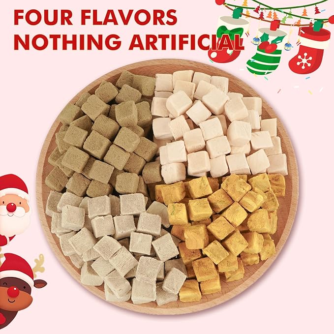 Freeze Dried Cats & Dogs Treats - 4 Single-Ingredient Raw Flavors (Chicken/Duck/Salmon/Liver), 50g x 4 Bags, All Natural High Protein Pet Training Treats