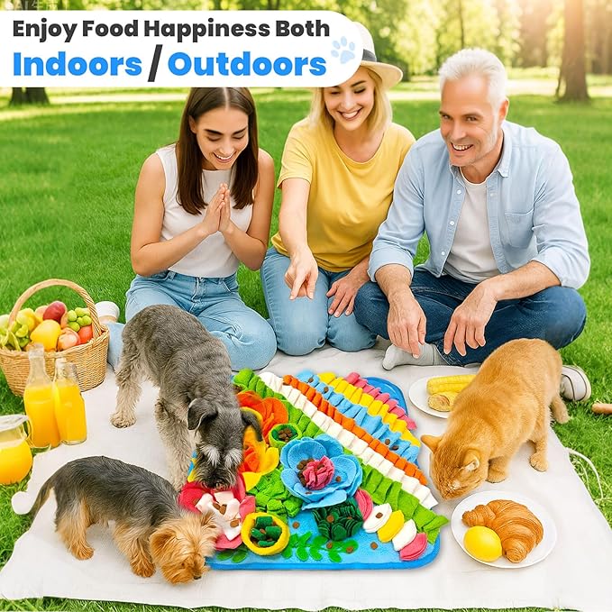 PETCARE Dog Snuffle Mat and Lick Mat Set, Interactive Enrichment Dog Puzzle Toy for Puppy Small Dogs Cats Rabbits, Cognitive Sniff Foraging Mats Mental Stimulation Treat Game Slow Feeder Mats