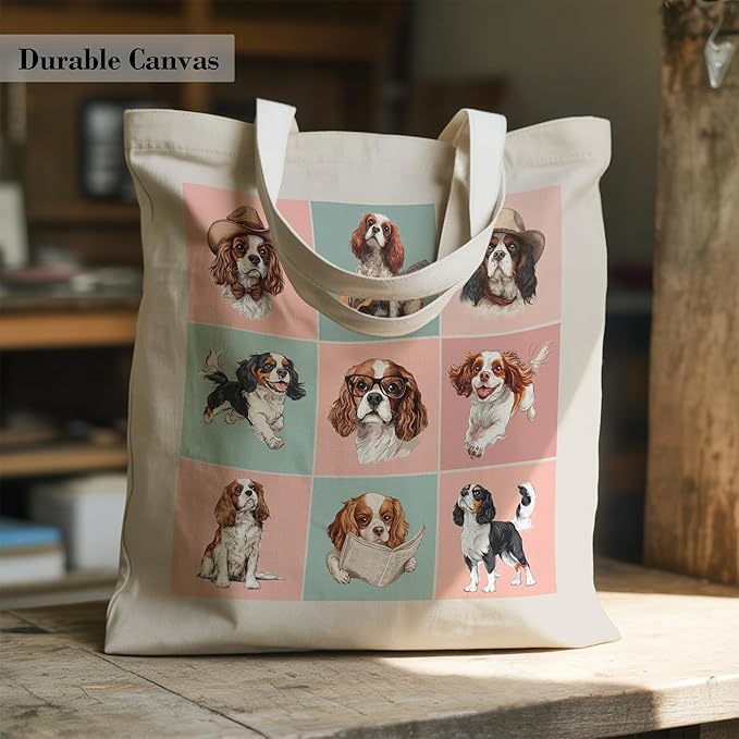 Pets Lover Gifts Tote Bag for Women, Dogs Cats Bee Aesthetic Canvas Bag with Inner Pocket
