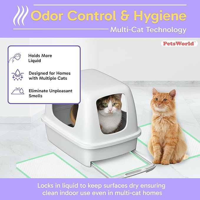 PetsWorld Universal Fit Multi-Cat Pad Refills for Litter Box, Fresh Scented, Ultra-Absorbent, Odor Control, Pack of 25