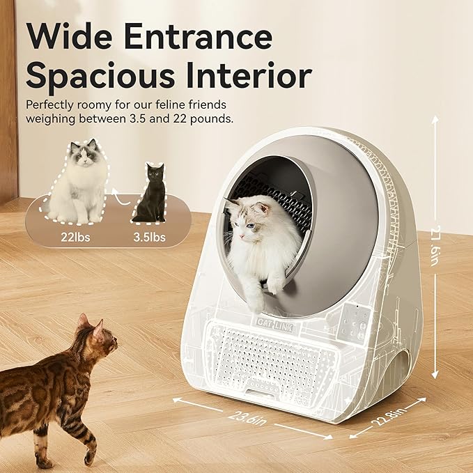 CATLINK Self Cleaning Cat Litter Box for Multiple Cats, Health Monitoring, Automatic Litter Box with APP, Odor Control, 65L Safe Pinch-Free Robot Cat Litter Box, White/Large (Luxury Pro-X Kit)