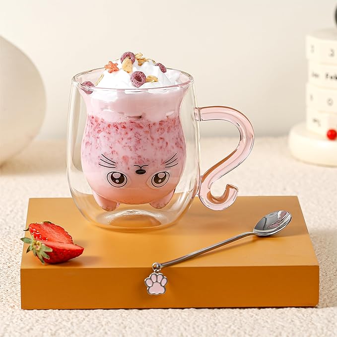 Binoster Gift Woman Birthday Cup Cat Coffee Cup Double Walled Cup A The Mug Cat Gift Mom Dad Mistress Friend Wife Idea Gift Idea Mother's Day Father's Day Valentine's Day Christmas Halloween Woman