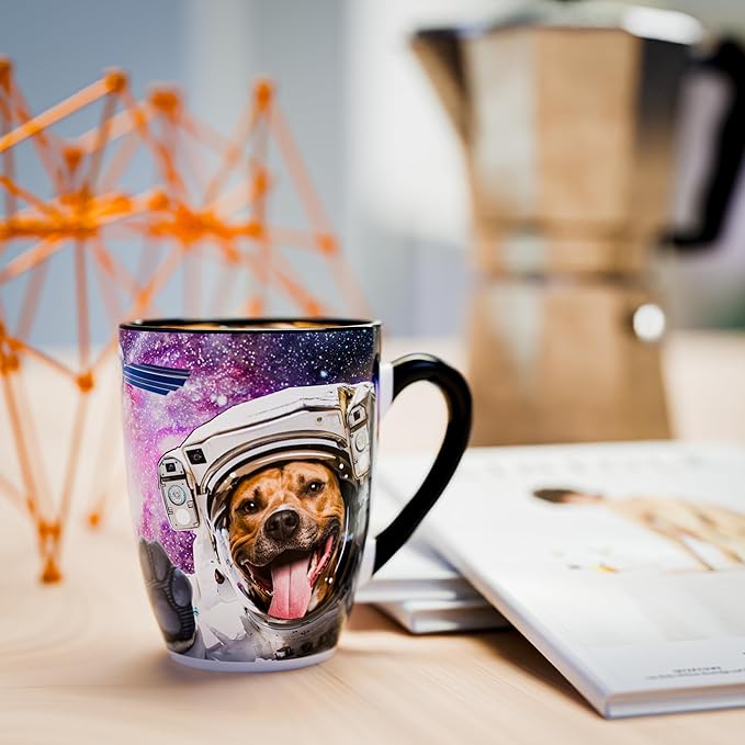 Color Changing Space Dog Coffee Mug 15oz – Astronaut Pitbull & Husky Galaxy Reveal – Funny Heat Sensitive Novelty Dog Mug, Unique Gift for Men, Women, Dog Lovers, Christmas, Birthday, Stocking Stuffer