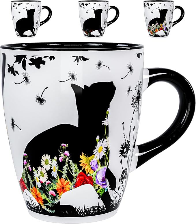 Color Changing Cat Mug for Cat Lovers 12oz | Ceramic Heat Sensitive Coffee Cup for Hot Drinks or Tea | Cute Magic Mug Gift for Women, Mom, Grandma | Perfect Christmas or Holiday Gift for Cat Lovers