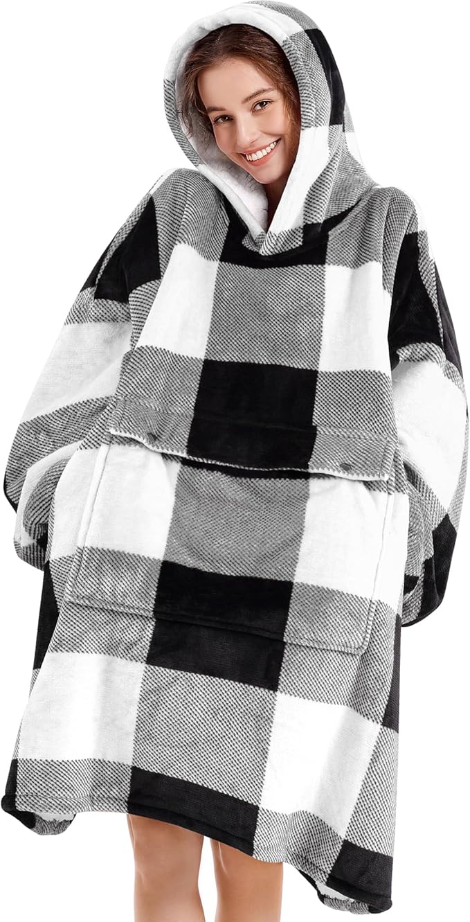 Narecte Cozy Oversized Blanket Hoodie Wearable Blanket Adults Soft Hooded Blanket Hoodie Birthday Gifts for Women Christmas
