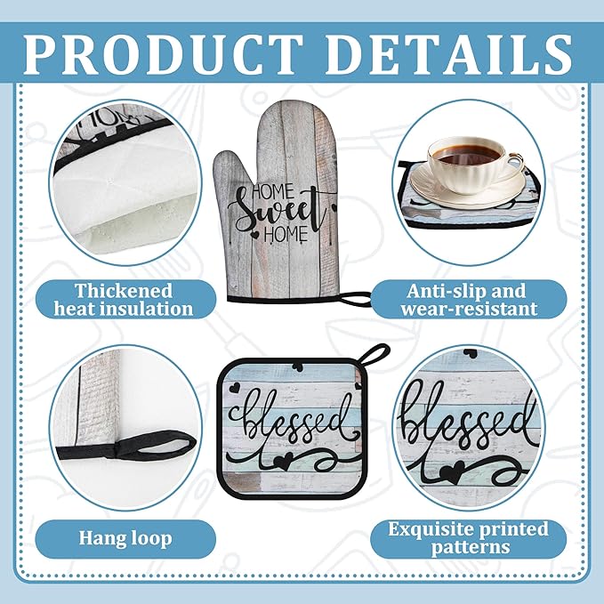 10 Pcs Farmhouse Kitchen Decor and Accessories Set 4 Kitchen Dish Towels 2 Pot Holders 2 Oven Mitts 2 Rugs for Floor Home Decorations Cooking Baking Mom Daughter Gifts Black White Brown